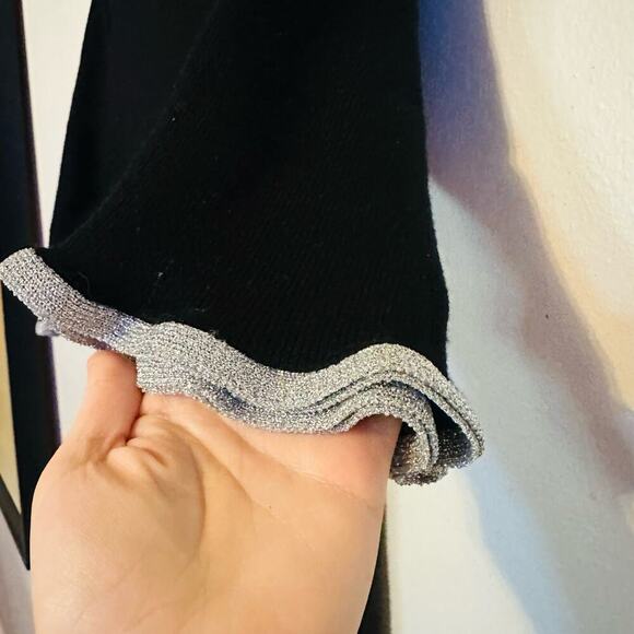 SEE BY CHLOÉ Black Wool Metallic Trim Half Sleeves Knit Midi Dress Size Large - Picture 7 of 15